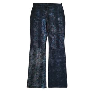 SZ12T Genuine Leather Maxima Shimmering Black Flare Pants